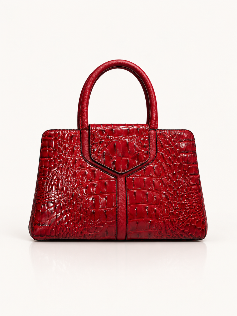 Valentina Ruby Croc Satchel