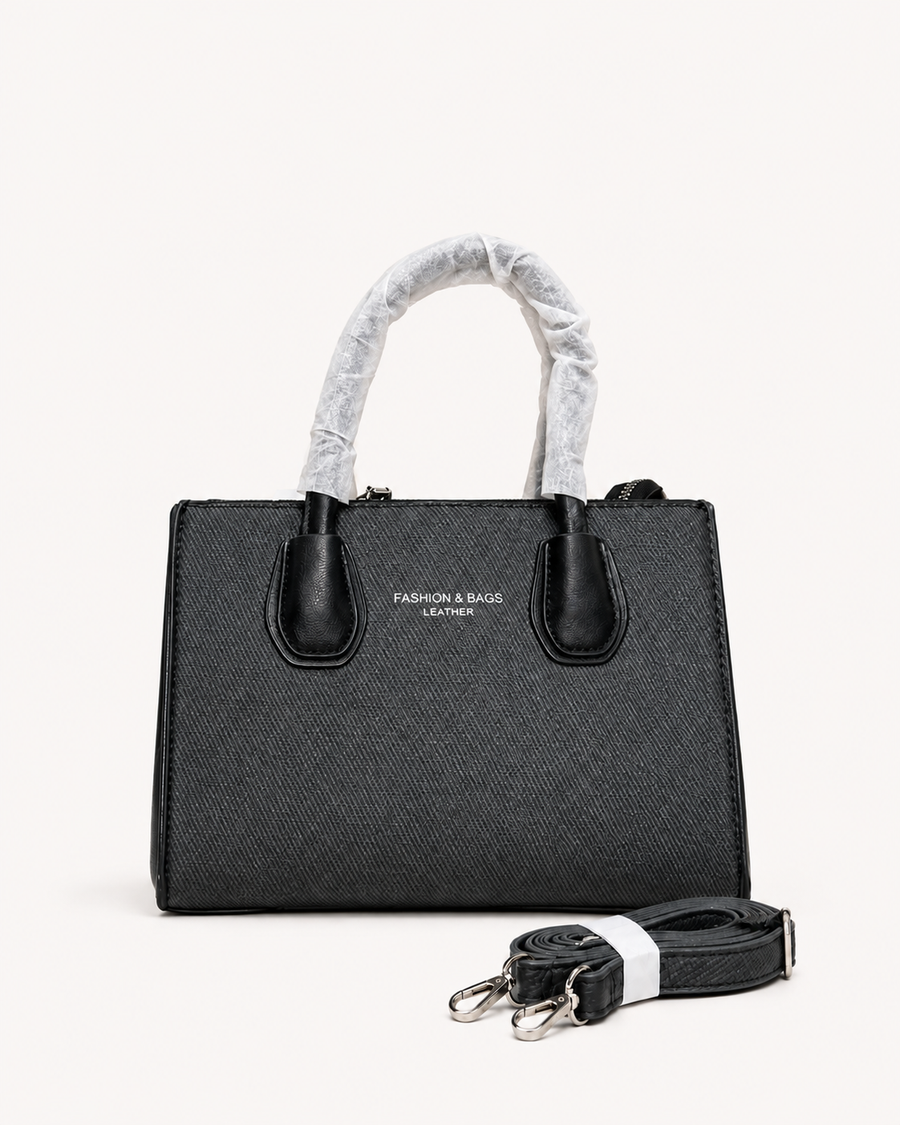 Black PU Leather Tote Bag