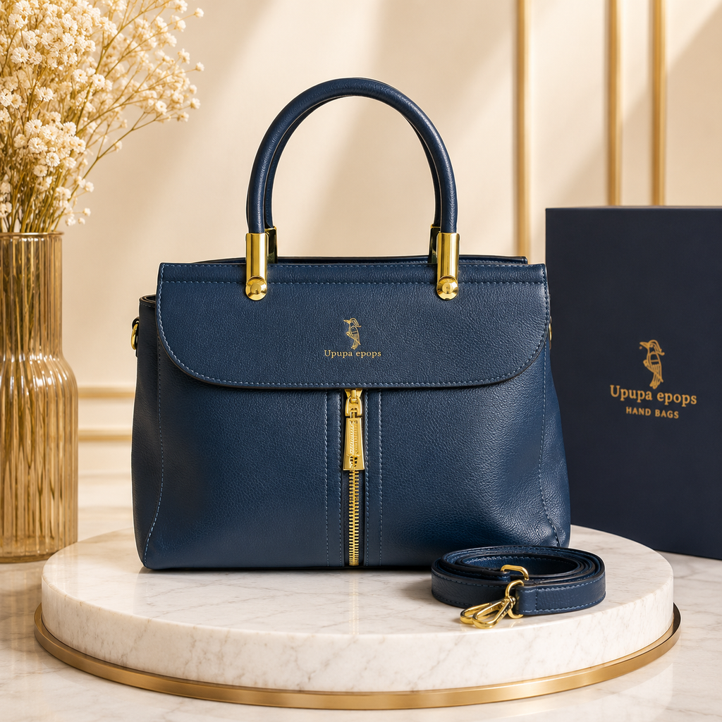 Riviera Zipper-Accent Satchel – Deep Midnight Blue