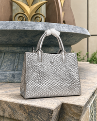 Silver Woven Elegance Tote Bag