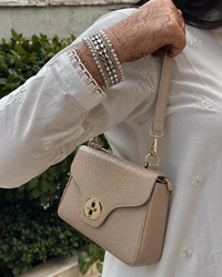 Beige Croc-Embossed Luxury Shoulder Bag Set