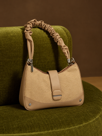 Luxury Beige Woven Shoulder Bag