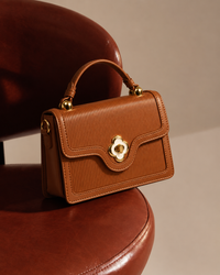 Cognac Pleated Flap Purse
