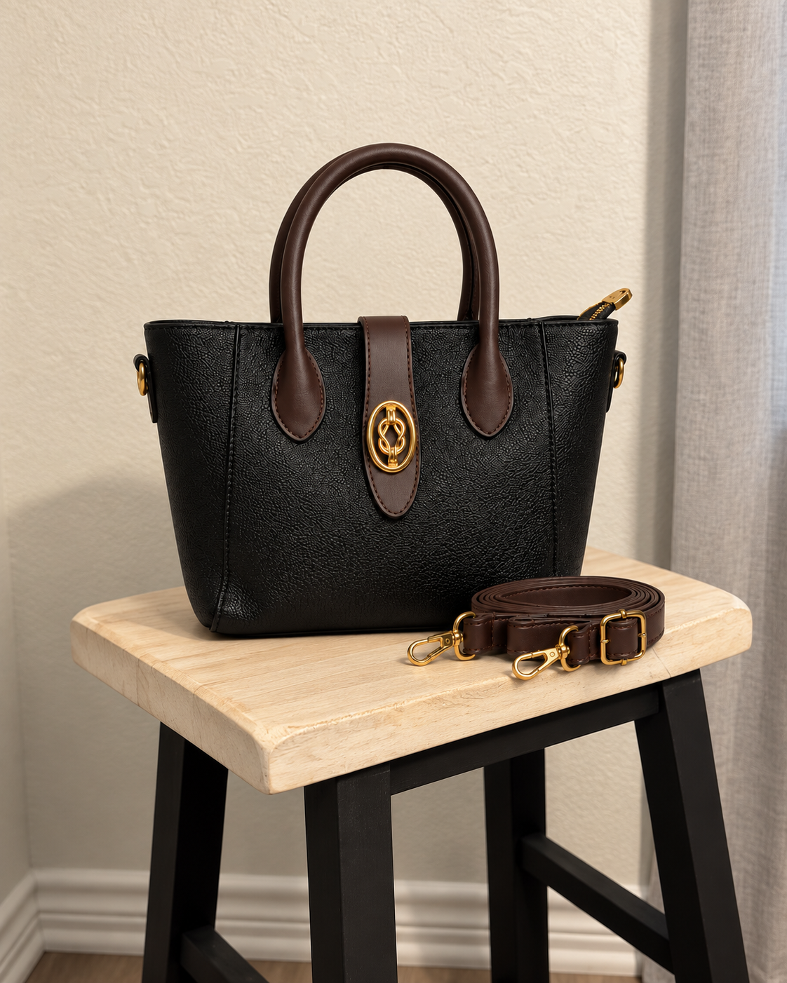 Ebony Mocha Textured Satchel