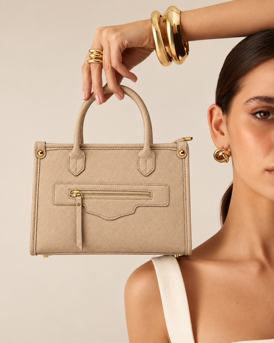 Beaumont Beige Structured Satchel