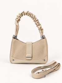 Luxury Beige Woven Shoulder Bag