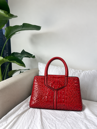 Valentina Ruby Croc Satchel