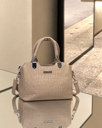 Vesper Taupe Croc Satchel