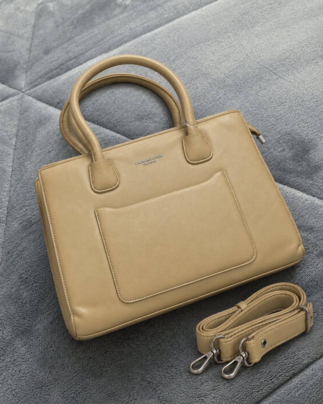 Belmont Khaki Structured Tote