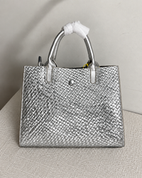Silver Woven Elegance Tote Bag