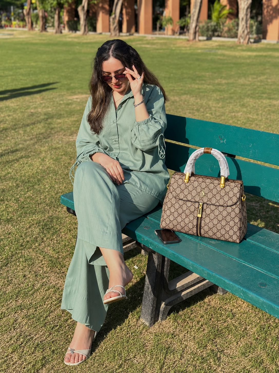 Luxury Brown G Monogram Zipper Satchel