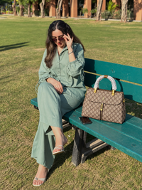 Luxury Brown G Monogram Zipper Satchel
