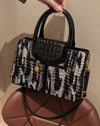 Serpentine Silver Croc Satchel