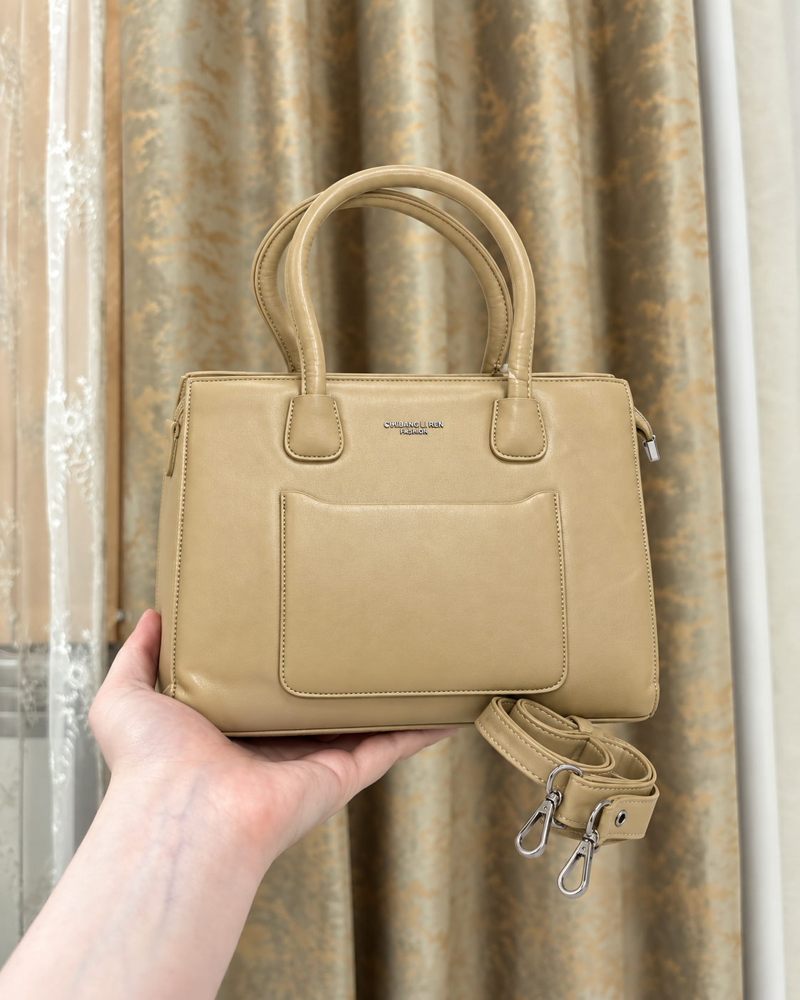 Belmont Khaki Structured Tote
