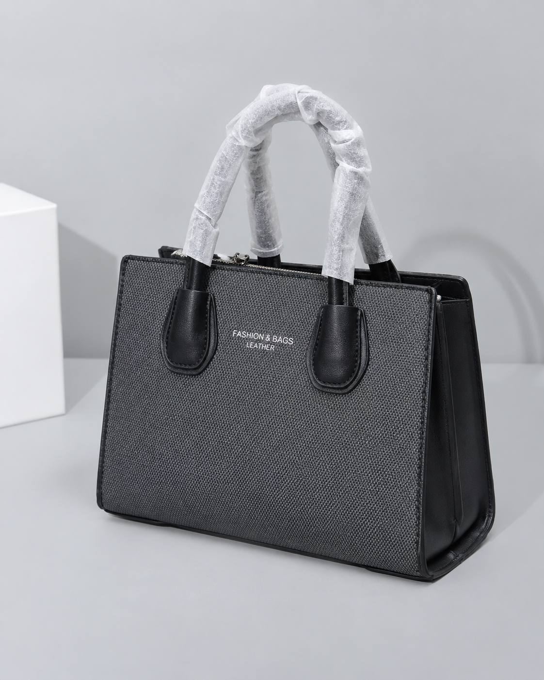 Black PU Leather Tote Bag
