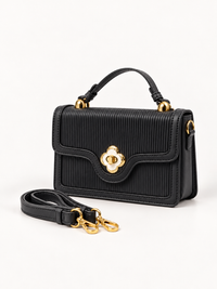 Cognac Pleated Flap Purse