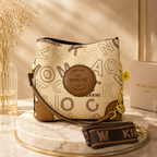 Monica Kiki Signature Monogram Bag – Cream & Tan