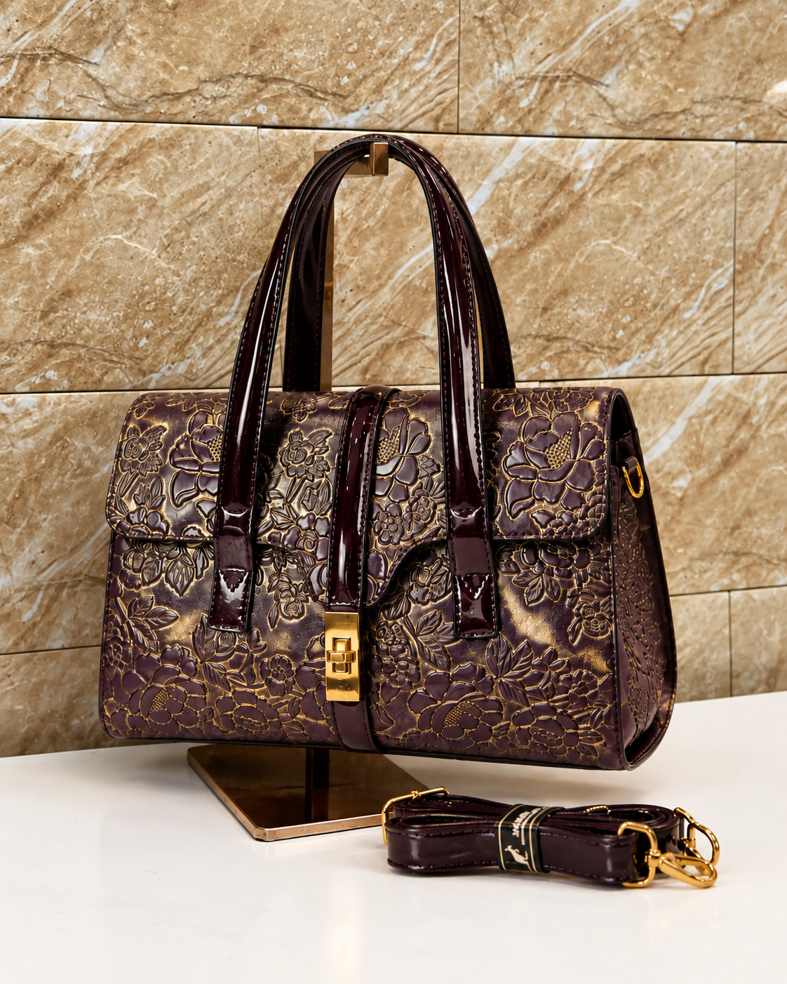 Aurelia Plum Gold Satchel