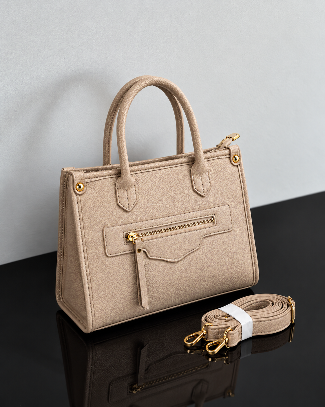 Beaumont Beige Structured Satchel
