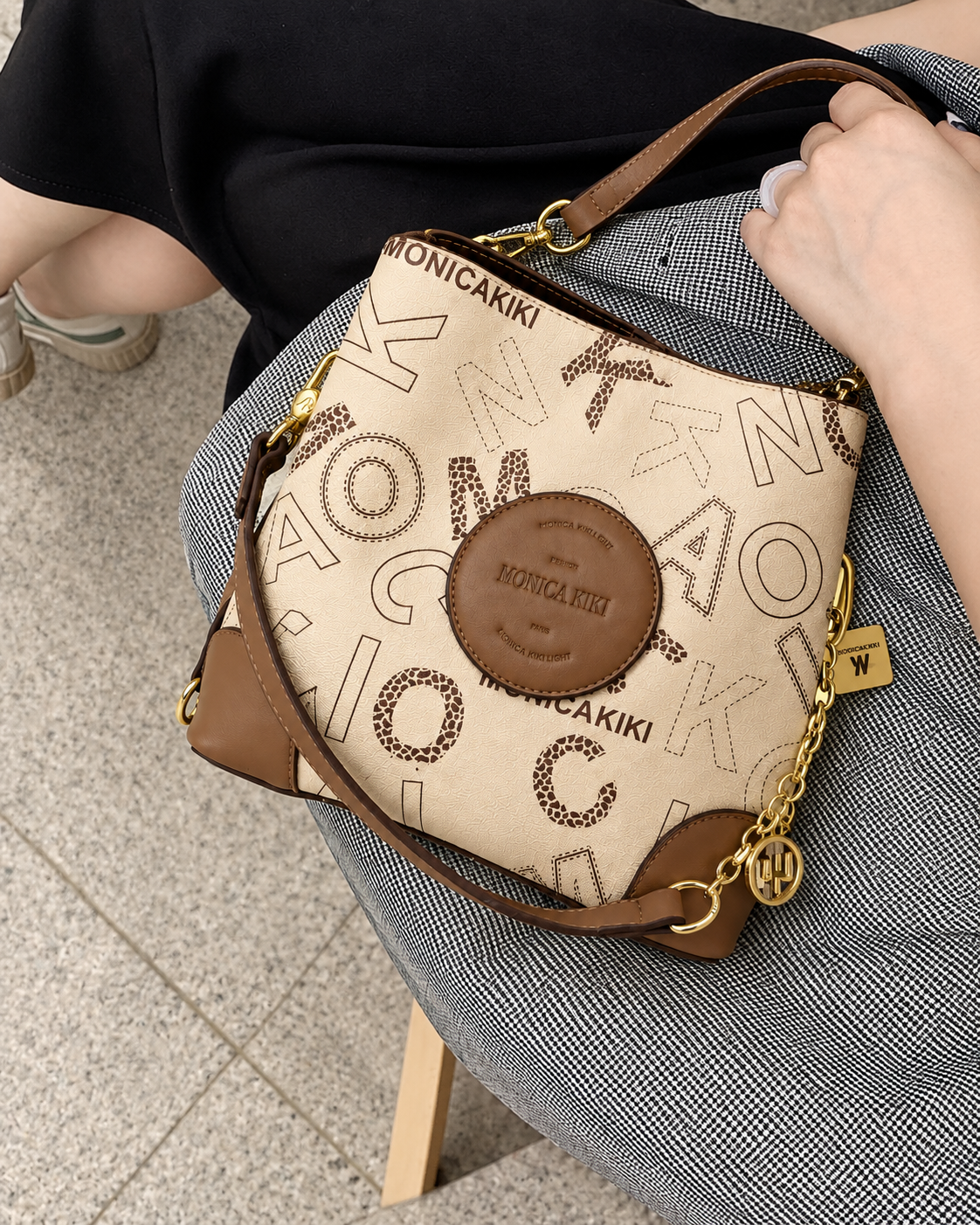 Monica Kiki Cream Monogram