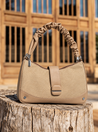 Luxury Beige Woven Shoulder Bag