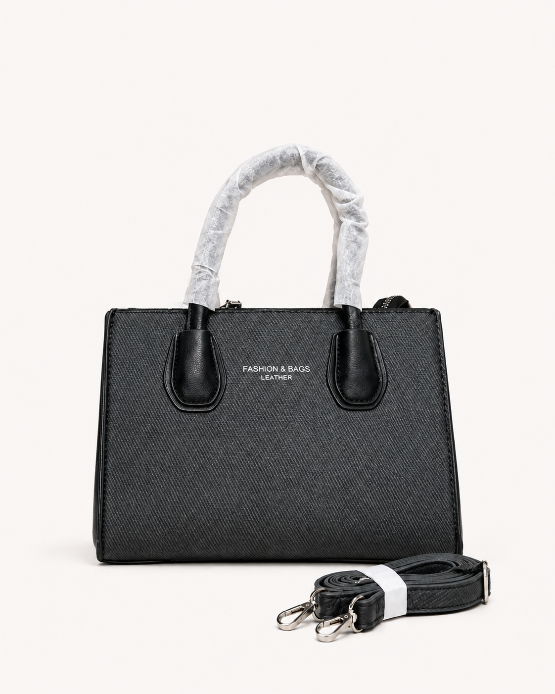 Black PU Leather Tote Bag