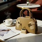 Sorrento Woven Dome Satchel – Natural Straw & Taupe