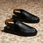 Hand Braided Premium Black Peshawari Sandal