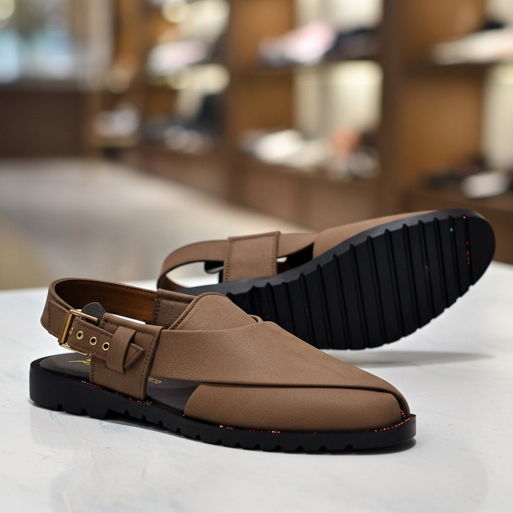 Premium Brown Suede Peshawari Sandal