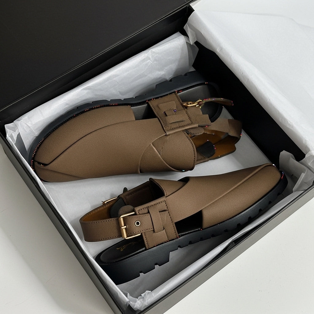 Premium Brown Suede Peshawari Sandal