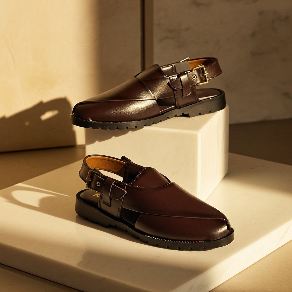 The Truffle Nomad Rugged Dark Brown Peshawari Sandal