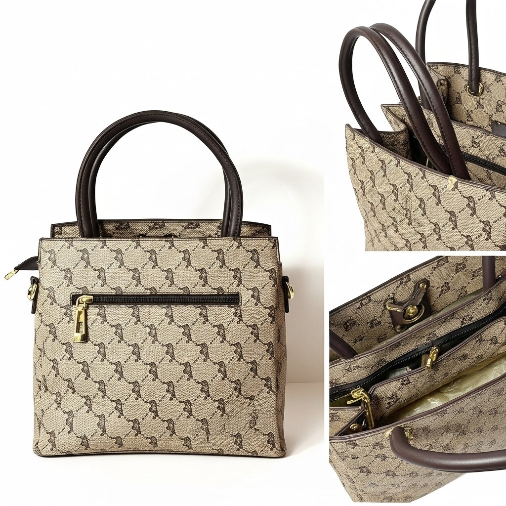 Monica Kiki Heritage Tote Bag – Beige & Brown