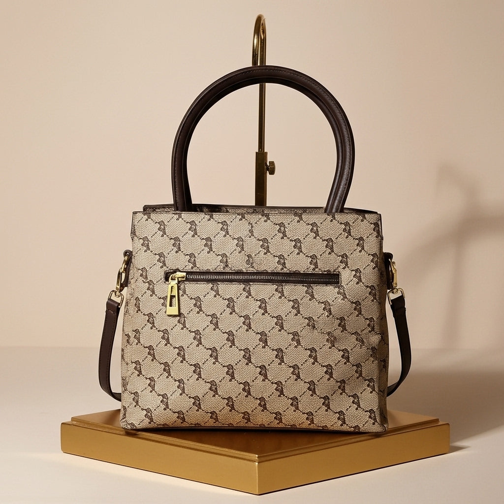Monica Kiki Heritage Tote Bag – Beige & Brown