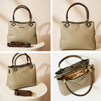 Monceau Structured Top-Handle Tote – Minimalist Beige & Espresso