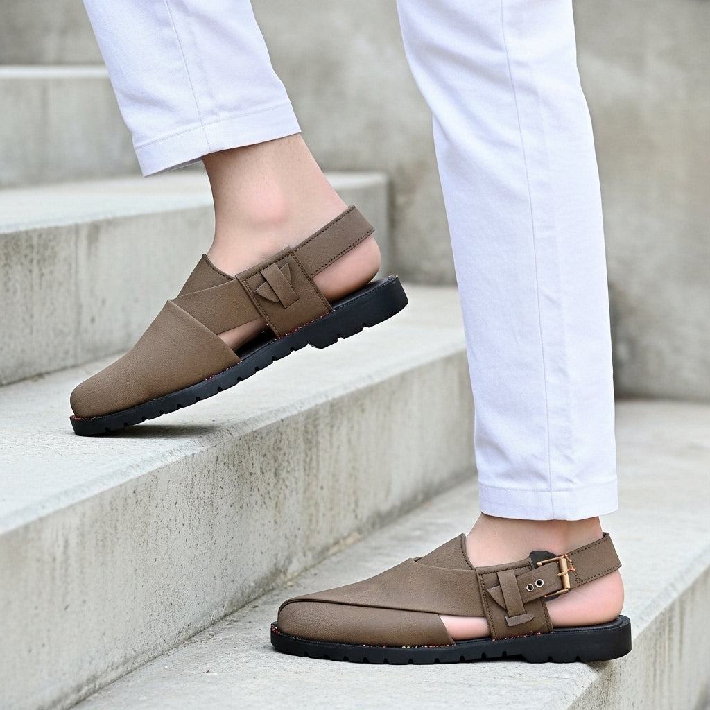 Premium Brown Suede Peshawari Sandal