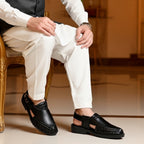 Hand Braided Premium Black Peshawari Sandal