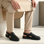 Hand Braided Premium Black Peshawari Sandal