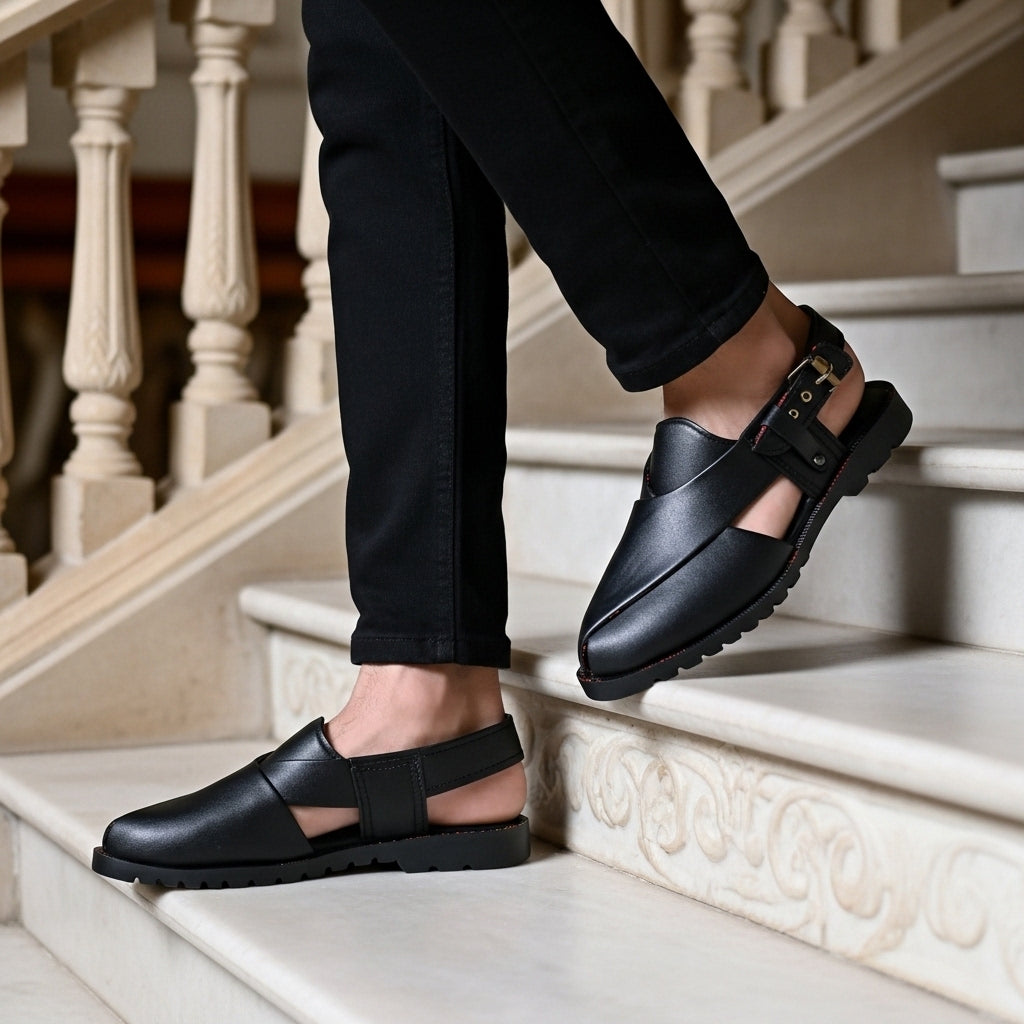 Men’s Urban Black Peshawari Sandals