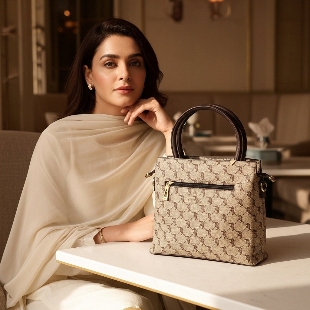 Monica Kiki Heritage Tote Bag – Beige & Brown