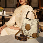 Monica Kiki Signature Monogram Bag – Cream & Tan