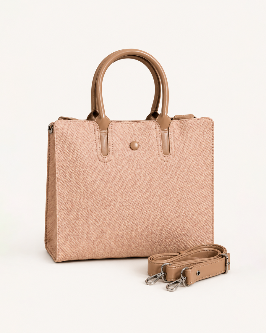 Rosalind Blush Woven Satchel