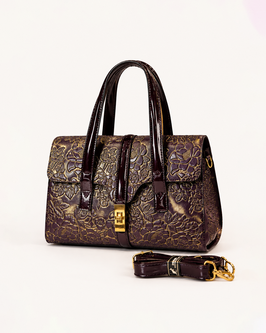 Aurelia Plum Gold Satchel