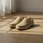 Men’s Beige Soft-Touch Medicated Loafer Jogger | Non-Slip Ergonomic Sole – Pure Handmade Comfort
