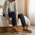 Pure Handmade Camel Brown Leather Loafer with Cushioned White Sole | Modern Formal-Casual Hybrid