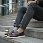 Premium Handcrafted Brown Leather Hybrid Penny Loafer | Medicated Comfort Insole – Durable White Sneaker Sole