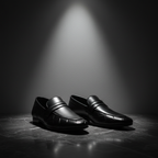Sleek Black Formal Premium Handmade Loafers ~ clean silhouette, Elegant Strap Detail, Subtle Geometric Pattern