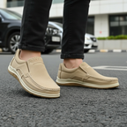 Men’s Beige Soft-Touch Medicated Loafer Jogger | Non-Slip Ergonomic Sole – Pure Handmade Comfort