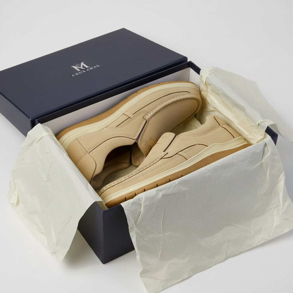 Men’s Beige Soft-Touch Medicated Loafer Jogger | Non-Slip Ergonomic Sole – Pure Handmade Comfort