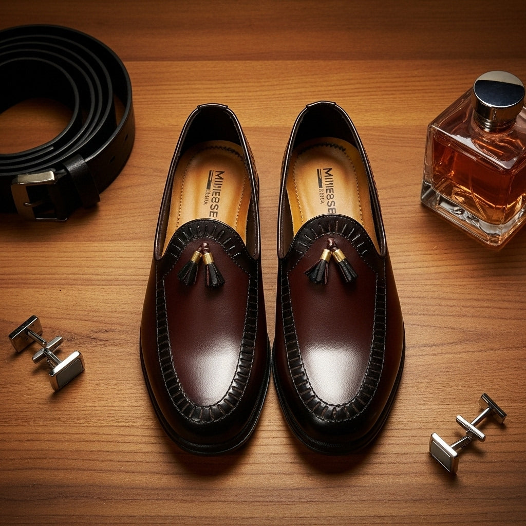 Pure Hand Made  Medicated Leather Loafer With Comfortable Rubber Sole | Non Slip Italian Loafer
