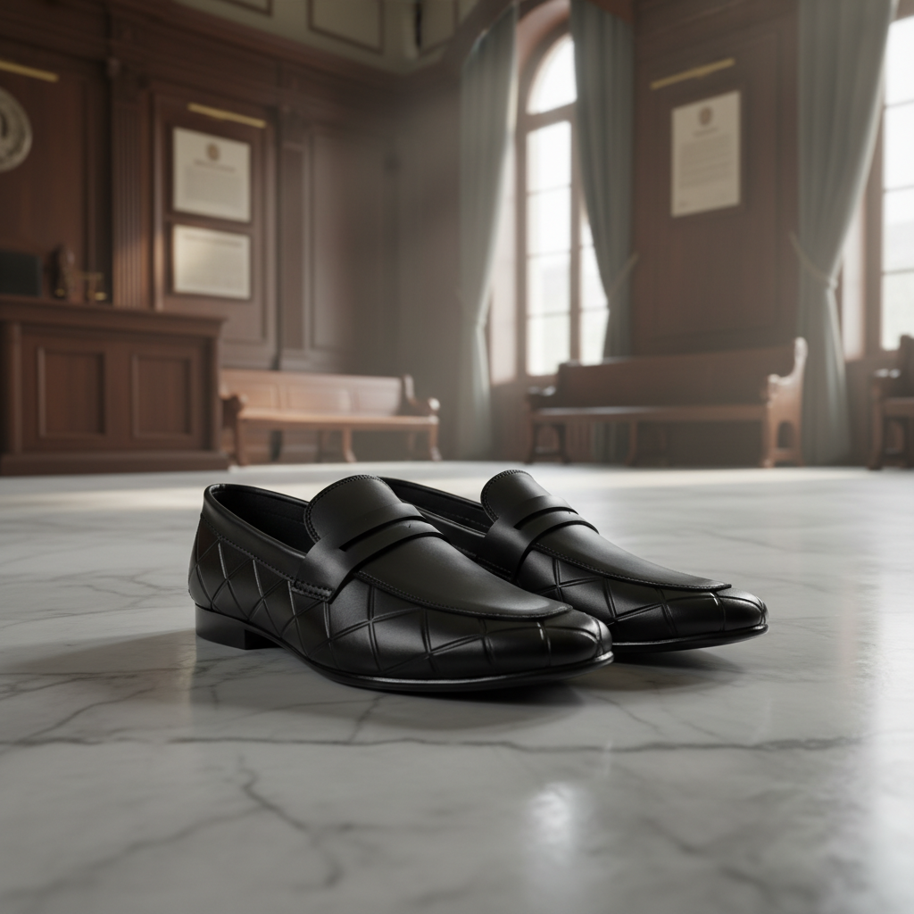 Sleek Black Formal Premium Handmade Loafers ~ clean silhouette, Elegant Strap Detail, Subtle Geometric Pattern